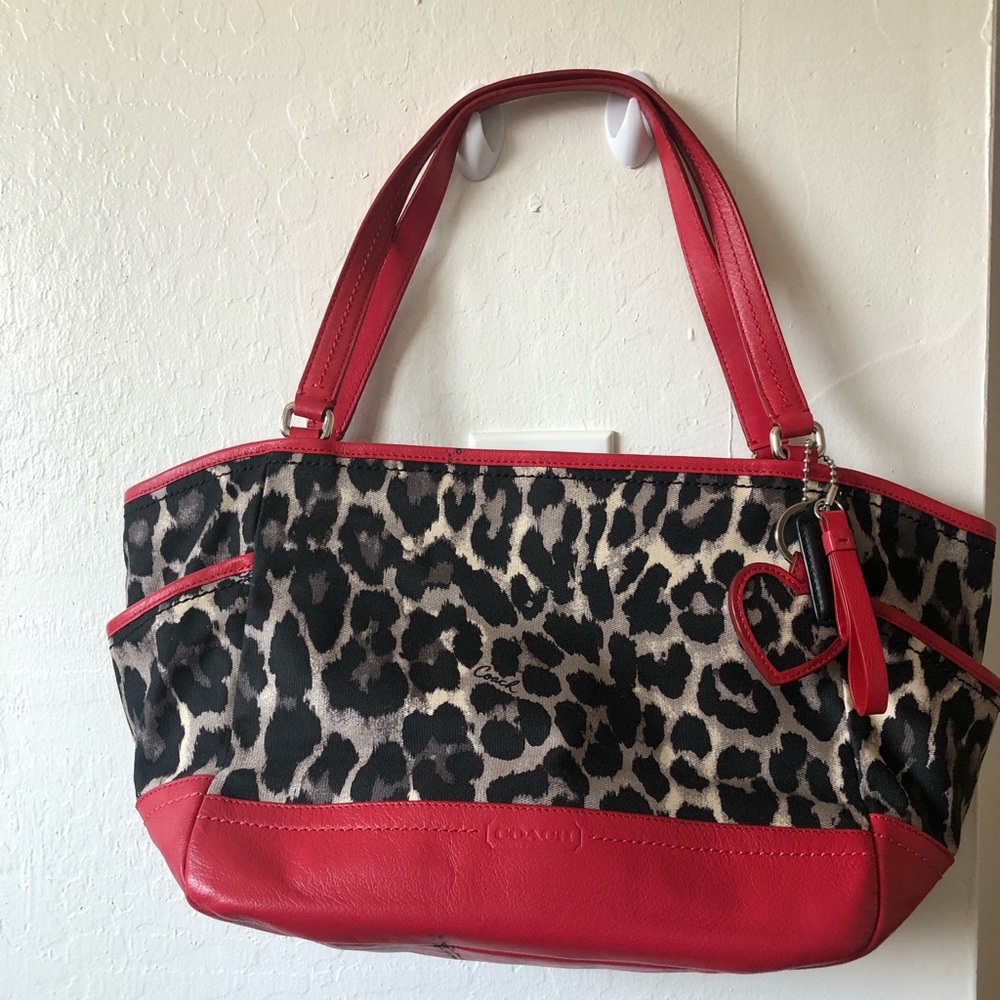 COACH OCELOT LEOPARD CARRIE PARK TOTEBAG